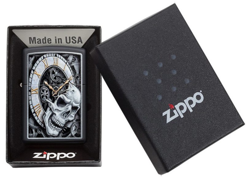 Zippo Lighter 29854 Skull Clock Design 29854