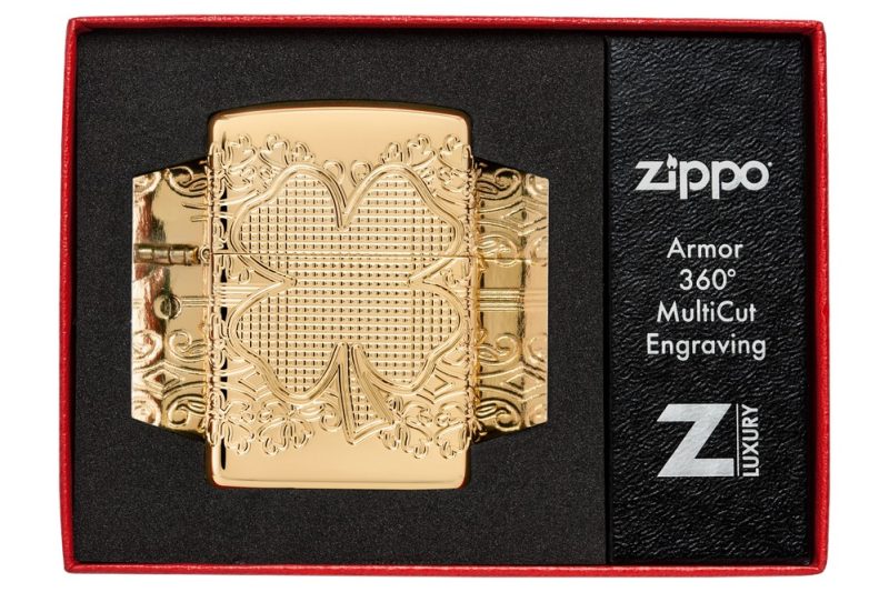 Zippo Lighter 46301 Armor® Lucky Clover Design 46301