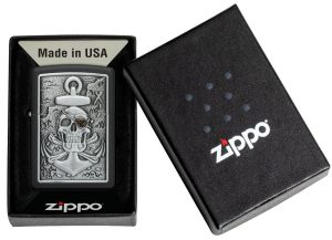Zippo Lighter 48122 Skull Anchor Emblem 48122