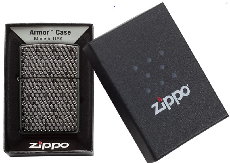 Zippo Lighter 49021 Armor™ Black Ice® Hexagon design 49021