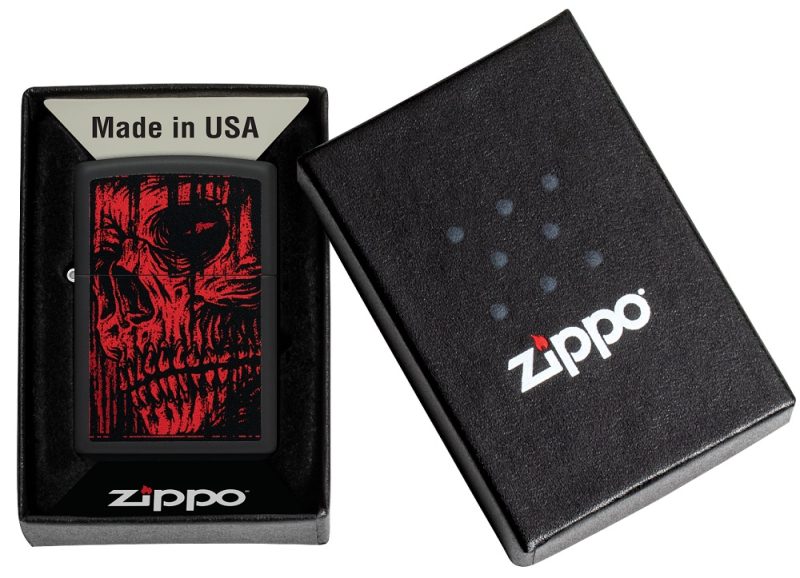 Zippo Lighter 49775 Red Skull Design 49775