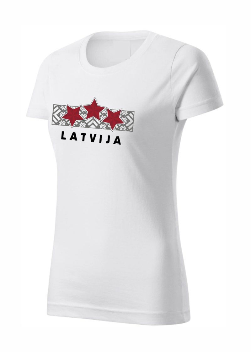 Premium Dāmu T-Krekls Latvija 3 Zvaigznes