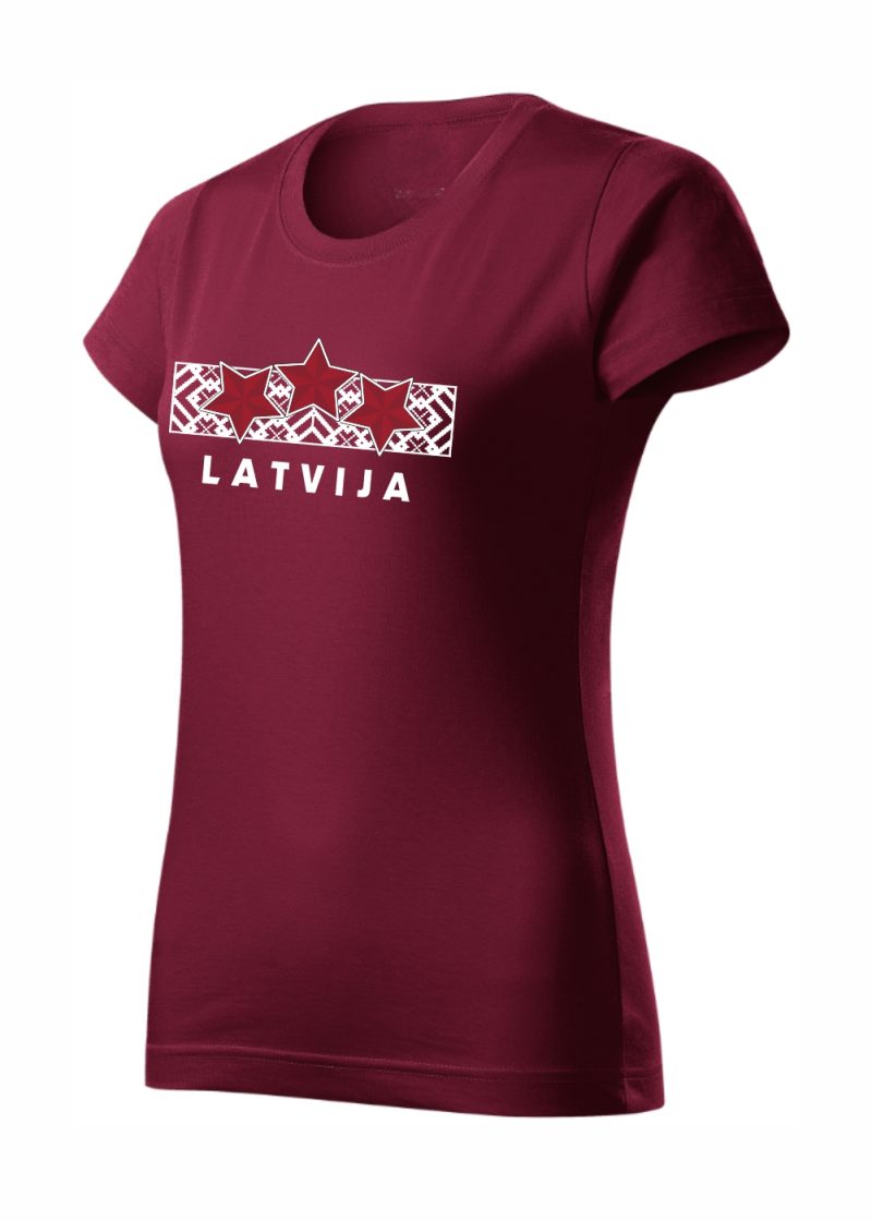 Premium Dāmu T-Krekls Latvija 3 Zvaigznes